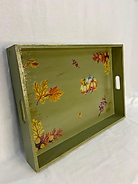 Yeşil Balkabağı Desenli Tepsi